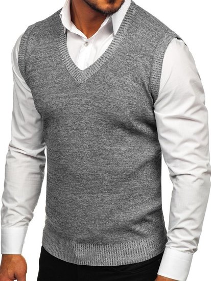 Maglione senza maniche da uomo grigio Bolf 8121