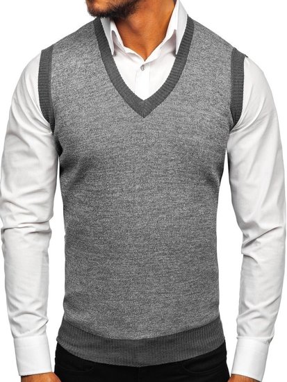 Maglione senza maniche da uomo grigio Bolf 8131