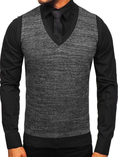 Maglione senza maniche da uomo nero Bolf 8131