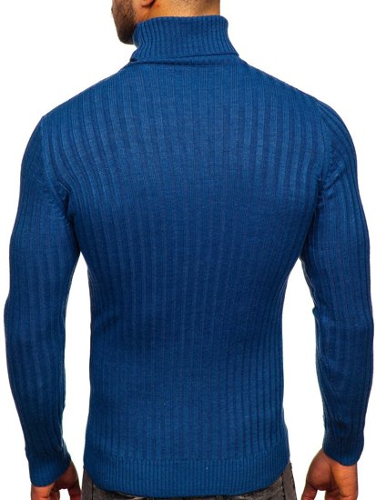 Maglione tipo dolcevita da uomo azzurro Bolf 4602