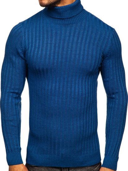 Maglione tipo dolcevita da uomo azzurro Bolf 4602