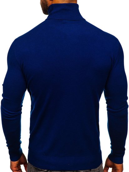 Maglione tipo dolcevita senza stampa da uomo azzurro Bolf YY02