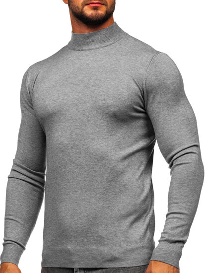 Maglione tipo lupetto basic da uomo grigio Bolf W1-1725