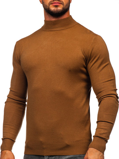 Maglione tipo lupetto basic da uomo marrone Bolf W1-1725