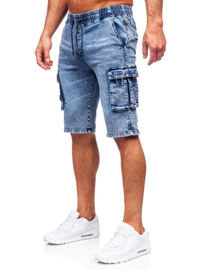 Pantaloncini cargo in denim da uomo blu Bolf HY818