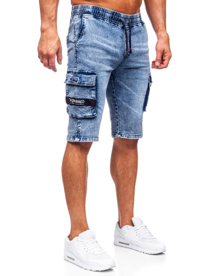 Pantaloncini cargo in denim da uomo blu Bolf HY818