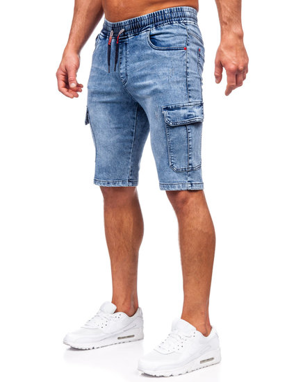 Pantaloncini cargo in jeans da uomo azzurri Bolf HY812