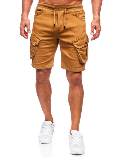 Pantaloncini cargo in tessuto da uomo cammello Bolf 384K