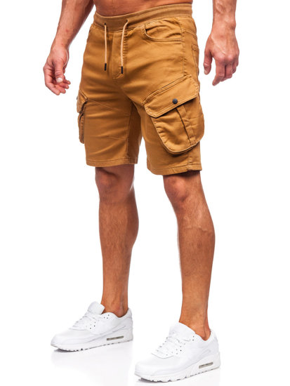 Pantaloncini cargo in tessuto da uomo cammello Bolf 384K