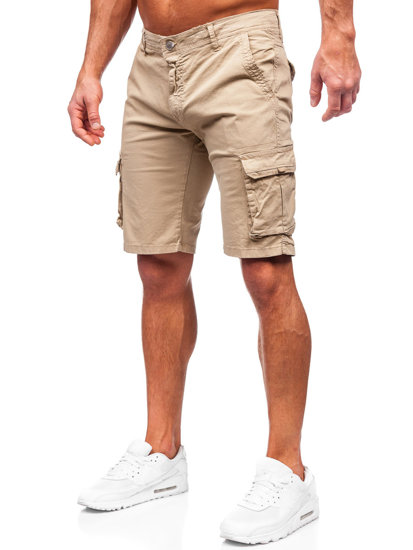 Pantaloncini cargo in tessuto da uomo cammello Bolf J707