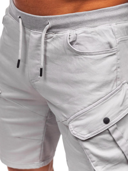 Pantaloncini cargo in tessuto da uomo grigi Bolf 384K