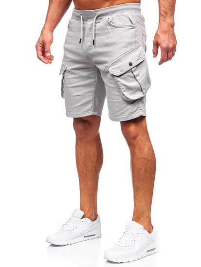 Pantaloncini cargo in tessuto da uomo grigi Bolf 384K