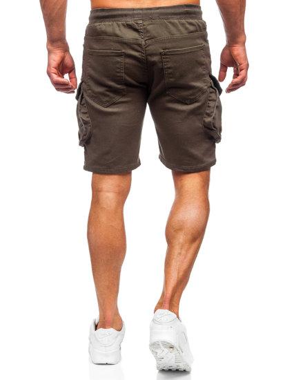 Pantaloncini cargo in tessuto da uomo khaki Bolf 384K