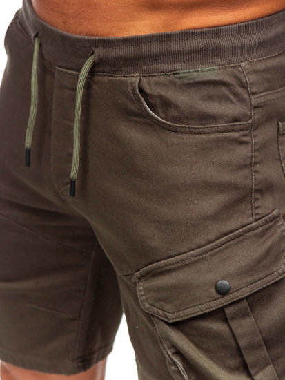 Pantaloncini cargo in tessuto da uomo khaki Bolf 384K