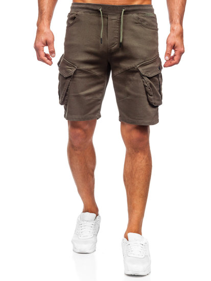 Pantaloncini cargo in tessuto da uomo khaki Bolf 384K