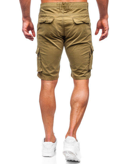 Pantaloncini cargo in tessuto da uomo khaki Bolf J707