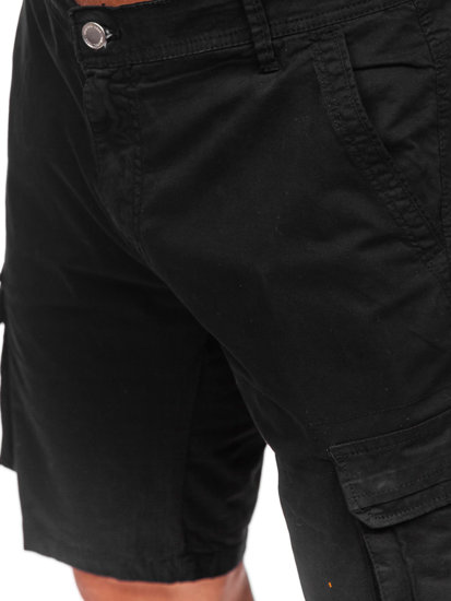 Pantaloncini cargo in tessuto da uomo neri Bolf J707