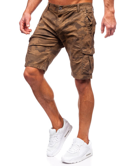 Pantaloncini cargo mimetici in tessuto da uomo marroni Bolf ZK8806