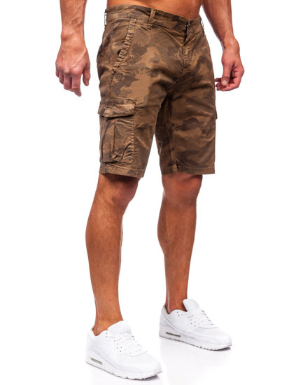 Pantaloncini cargo mimetici in tessuto da uomo marroni Bolf ZK8806