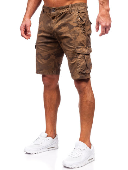 Pantaloncini cargo mimetici in tessuto da uomo marroni Bolf ZK8806