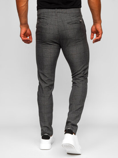 Pantaloncini chino in tessuto a quadri da uomo grigio scuri Bolf 0032