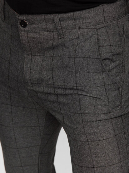 Pantaloncini chino in tessuto a quadri da uomo grigio scuri Bolf 0032