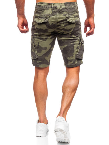 Pantaloncini corti cargo mimetici da uomo verdi Bolf YF2226