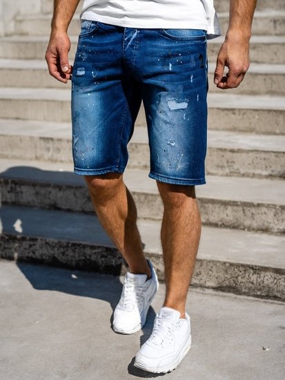 Pantaloncini corti di jeans da uomo blu Bolf 3001