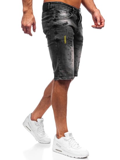 Pantaloncini corti di jeans da uomo neri Bolf 3014