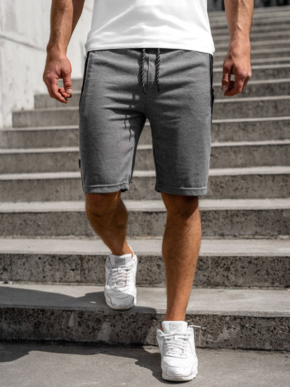 Pantaloncini corti di tuta da uomo grigio-neri Bolf Q3874