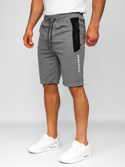 Pantaloncini corti di tuta da uomo grigio-neri Bolf Q3874