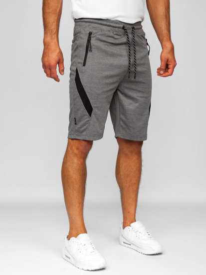 Pantaloncini corti di tuta da uomo grigio-neri Bolf Q3875