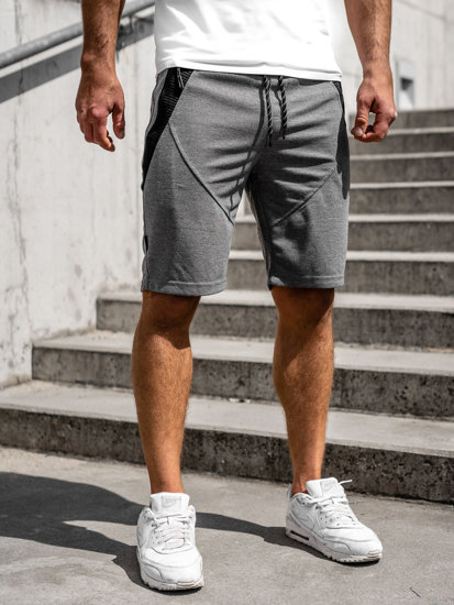 Pantaloncini corti di tuta da uomo grigio-neri Bolf Q3878