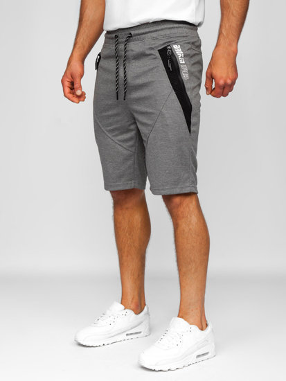 Pantaloncini corti di tuta da uomo grigio-neri Bolf Q3878