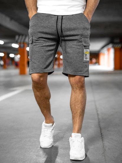 Pantaloncini corti di tuta tipo cargo da uomo grafite Bolf JX167