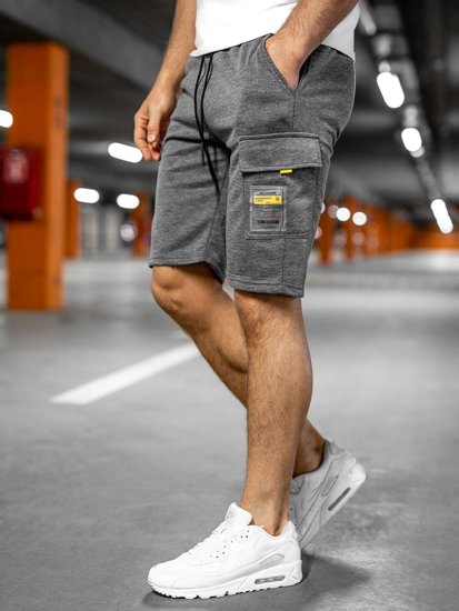 Pantaloncini corti di tuta tipo cargo da uomo grafite Bolf JX167