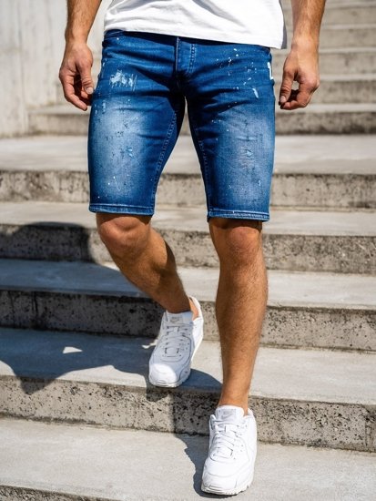 Pantaloncini corti in jeans da uomo blu Bolf R3000