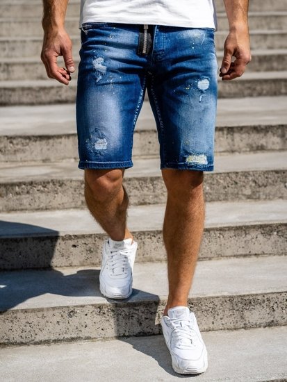 Pantaloncini corti in jeans da uomo blu Bolf R3008