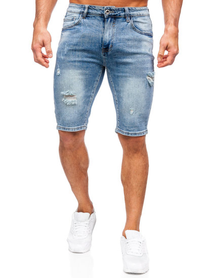 Pantaloncini corti in jeans da uomo celesti Bolf KG3932