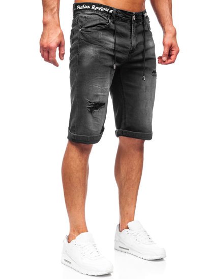 Pantaloncini corti in jeans da uomo neri Bolf K15002-2