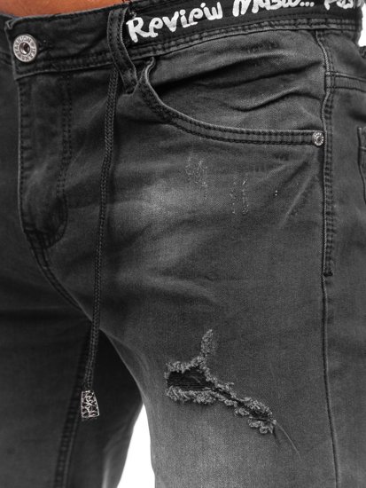 Pantaloncini corti in jeans da uomo neri Bolf K15002-2