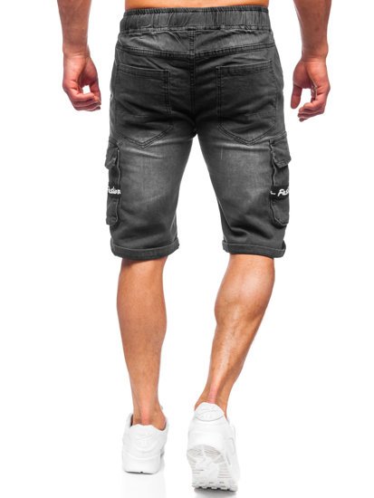 Pantaloncini corti in jeans da uomo neri Bolf K15008-2