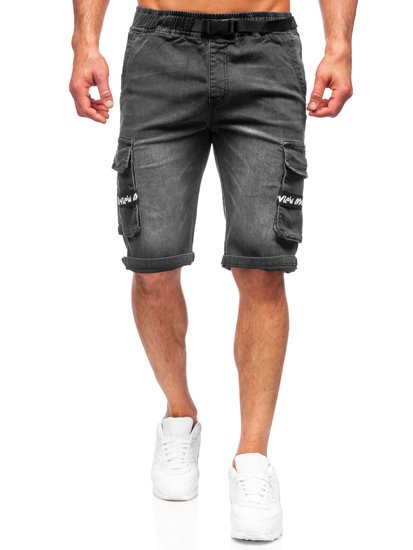 Pantaloncini corti in jeans da uomo neri Bolf K15008-2