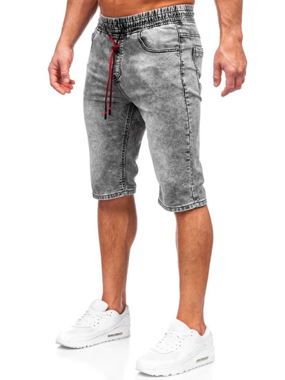 Pantaloncini corti in jeans da uomo neri Bolf KR1538