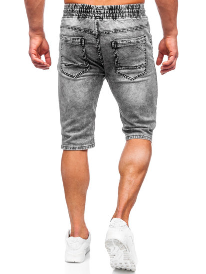 Pantaloncini corti in jeans da uomo neri Bolf KR1538