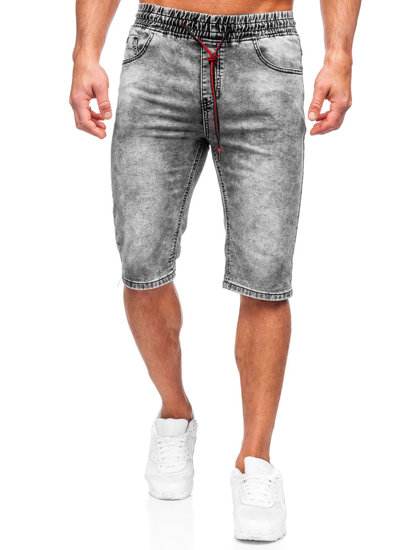 Pantaloncini corti in jeans da uomo neri Bolf KR1538