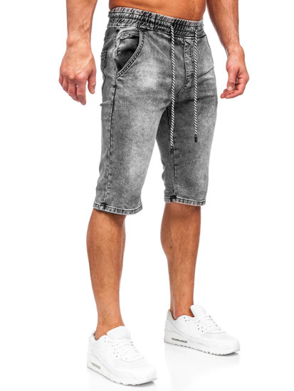 Pantaloncini corti in jeans da uomo neri Bolf KR1539