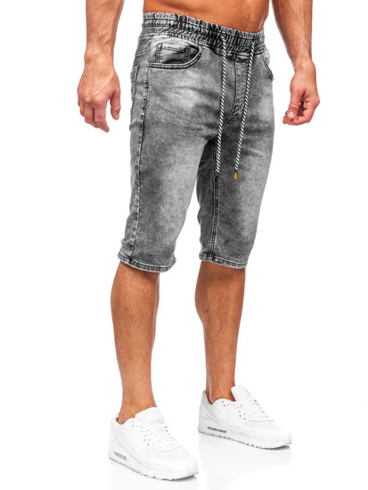 Pantaloncini corti in jeans da uomo neri Bolf KR1551