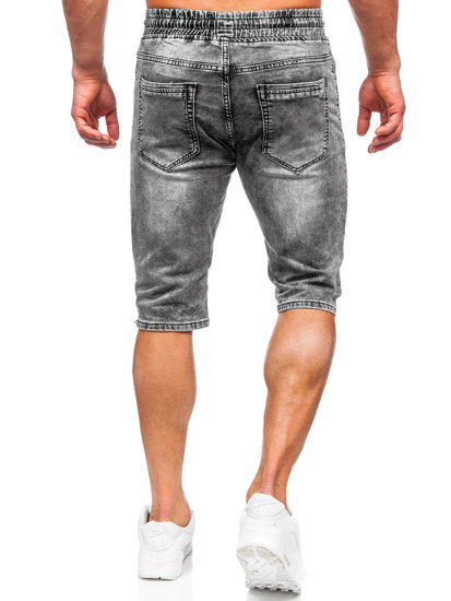 Pantaloncini corti in jeans da uomo neri Bolf KR1551