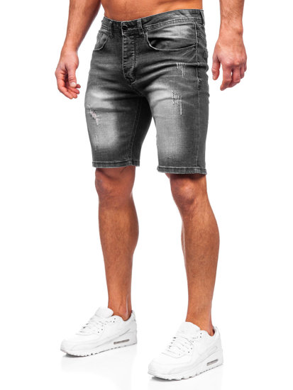 Pantaloncini corti in jeans da uomo neri Bolf MP0044N